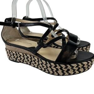 Adrienne Vittadini Louie Womens Leather Wedge Sandals Espadrilles Shoes sz 7